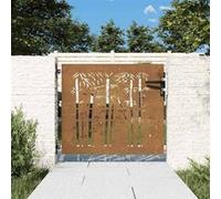 vidaXL Portail de jardin - Portillon extérieur 85x75 cm Acier Corten design bambou