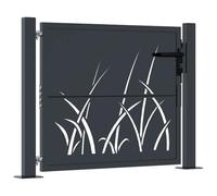 vidaXL Portail de jardin Acier Anthracite 100x100 cm conception d'herbe