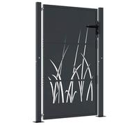 vidaXL Portail de jardin 153169 – Portillon acier verrouillable motif herbe Anthracite 100x150 cm