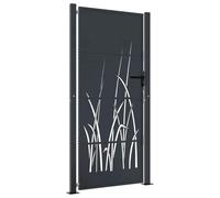 vidaXL Portail de jardin Portillon - Acier Anthracite 100x200 cm motif herbe