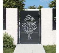 Portail de Jardin, Portillon de Patio avec Système Verrouillable et 3 Clés, Porte de Jardin Terrasse Extérieur, Anthracite 105x130cm Acier Conception
