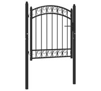 vidaXL Portail de jardin avec arche supérieure, clôture, clôture, patio, entrée extérieure, serrure robuste, stable et durable, acier, noir, 100 x 100 cm