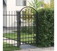 vidaXL Portail de jardin avec dessus arqué Acier 100 x 175 cm Noir Noir G