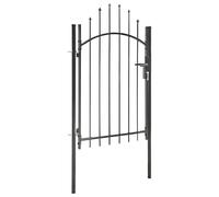 vidaXL Portail de Jardin avec Dessus Arqué Panneau de Porte Portillon de Jardin Portail de Terrasse Jardin Patio Extérieur Cour 1x2 m Acier
