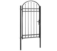 vidaXL Portail de Jardin avec Dessus Arqué Portillon de Terrasse Porte de Patio Barrière de Sécurité d'Arrière-cour Extérieur Acier 100x250 cm Noir