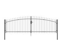 vidaXL Portail de jardin avec pointe de lance à double battant gris 150x400 cm en acier