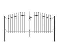 vidaXL Portail de Jardin avec Sommet en Lame à Double Battant Gris 125x300 cm Acier