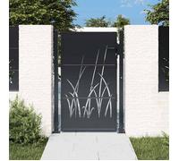 vidaXL Portail de jardin 153169 – Portillon acier verrouillable motif herbe Anthracite 100x150 cm