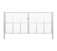 VidaXL Porte de Jardin Portillon de Clôture Barrière Portail Terrasse Patio Extérieur en Acier Galvanisé 415x225 cm Argenté