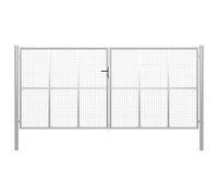 VidaXL Porte de Jardin Portillon de Clôture Barrière Portail Terrasse Patio Extérieur en Acier Galvanisé 415x225 cm Argenté