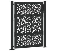 vidaXL Portail de jardin noir 100x125 cm acier conception de feuilles, porte de clôture, porte extérieure, porte en métal, porte de sécurité