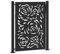 vidaXL Portail de jardin noir 105x130 cm acier conception de flamme, porte de clôture, porte extérieure, porte en métal, porte de sécurité