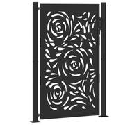 vidaXL Portail de jardin noir 100x150 cm acier conception de flamme, porte de clôture, porte extérieure, porte en métal, porte de sécurité