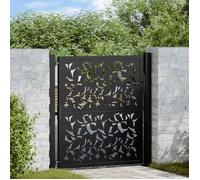 vidaXL Portail de jardin 105x106 cm en acier noir motif feuilles