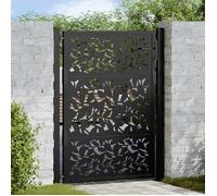 vidaXL Portail de jardin 105 x 130 cm Acier à motif de feuilles Noir