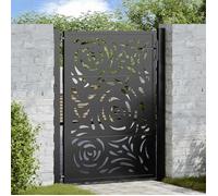 vidaXL Portail de jardin 105 x 130 cm acier à motif de flammes noir
