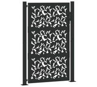 vidaXL Portail de jardin noir 105x155 cm acier conception de feuilles, porte de clôture, porte extérieure, porte en métal, porte de sécurité