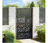 vidaXL Portail de jardin 105x180 cm acier noir conception de feuilles