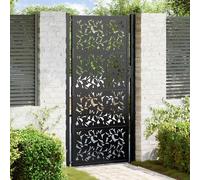 vidaXL Portail de jardin noir 105x205 cm acier conception de feuilles