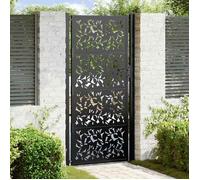 vidaXL Portail de jardin 105x205 cm acier noir motif feuilles 4100963