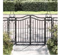 vidaXL Portail de jardin 363430 – fer forgé noir 121 x 8 x 100 cm