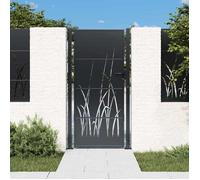vidaXL Portail de jardin Portillon - Acier Anthracite 100x200 cm motif herbe