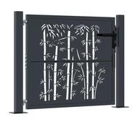 vidaXL Portail de Jardin, Portillon de Patio, Barrière de Sécurité, Porte d'Extérieure, Anthracite 105x80 cm Acier Design de Bambou