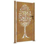vidaXL Portail de Jardin, Portillon de Patio, Barrière de Sécurité, Porte d'Extérieure Terrasse, 100x200 cm Acier Corten Conception de l'arbre