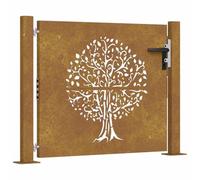 vidaXL Portail de jardin 105x80 cm acier corten conception de l'arbre