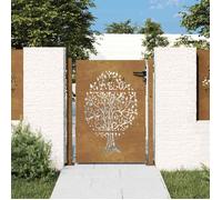 vidaXL Portail de Jardin, Portillon de Patio, Barrière de Sécurité, Porte d'Extérieure Terrasse, 105x155 cm Acier Corten Conception de l'arbre