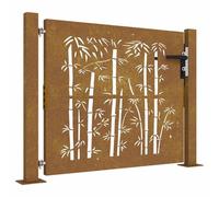 vidaXL Portail de jardin 105x80 cm acier corten design de bambou
