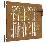 vidaXL Portail de Jardin, Portillon de Patio, Barrière de Sécurité, Porte d'Extérieure Terrasse, 85x100 cm Acier Corten Design de Bambou