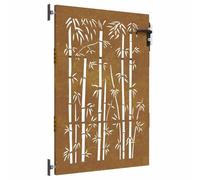 vidaXL Portail de Jardin, Portillon de Patio, Barrière de Sécurité, Porte d'Extérieure Terrasse, 85x150 cm Acier Corten Design de Bambou