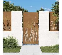 vidaXL Portail de jardin 85x175 cm en acier corten Conception d'herbe