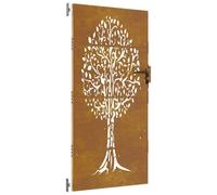 vidaXL Portail de jardin 153213 – 85x200 cm Acier Corten, conception de l'arbre