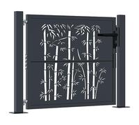 vidaXL Portail de Jardin, Portillon de Patio, Barrière de Sécurité, Porte d'Extérieure Terrasse, Anthracite 105x105 cm Acier Design de Bambou