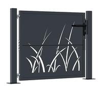 vidaXL Portail de jardin anthracite 105x80 cm acier conception d'herbe