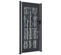 vidaXL Portail de jardin anthracite 105x180 cm acier design de bambou