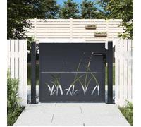vidaXL Portail de jardin Acier Anthracite 100x100 cm conception d'herbe