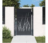 vidaXL Portail de jardin Portillon de patio Acier Anthracite conception d'herbe 100x125 cm