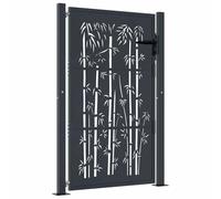 vidaXL Portail de Jardin, Portillon de Patio, Barrière de Sécurité, Porte d'Extérieure Terrasse, Anthracite 105x155 cm Acier Design de Bambou