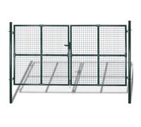 vidaXL Portail de clôture à porte double Acier enduit de poudre