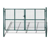 vidaXL Portail double pour clôture en acier laqué