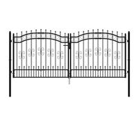 Vidaxl Portail Et Sommet De Lance Noir 305x173 Cm Acier Enduit Poudre