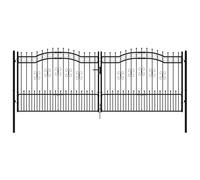 Vidaxl Portail Et Sommet De Lance Noir 406x198 Cm Acier Enduit Poudre