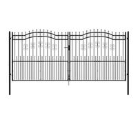Vidaxl Portail Et Sommet De Lance Noir 406x223 Cm Acier Enduit Poudre