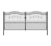 Vidaxl Portail Et Sommet De Lance Noir 406x223 Cm Acier Enduit Poudre