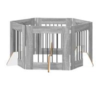 vidaXL Portail pour chien avec supports - 6 pièces - Sonoma gris - 60 x 60 cm - Clôture pour chien pour salon - Grille intérieure minimaliste - Barrière peu encombrante - Cloison pliable moderne