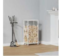 vidaXL Portant de bois chauffage blanc 34x25x70 cm, support à bûches de cheminée, support à bûches, support à bûches, 864320