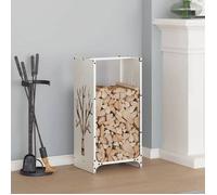 vidaXL Support à bûches Portant de bois pour cheminée Blanc 40x30x80 cm